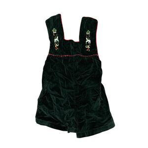 Velvet Green Baby Overalls With Embroidery Measures Like Size 3-6 Months